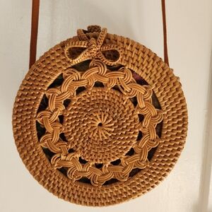 Rattan crossbody purse